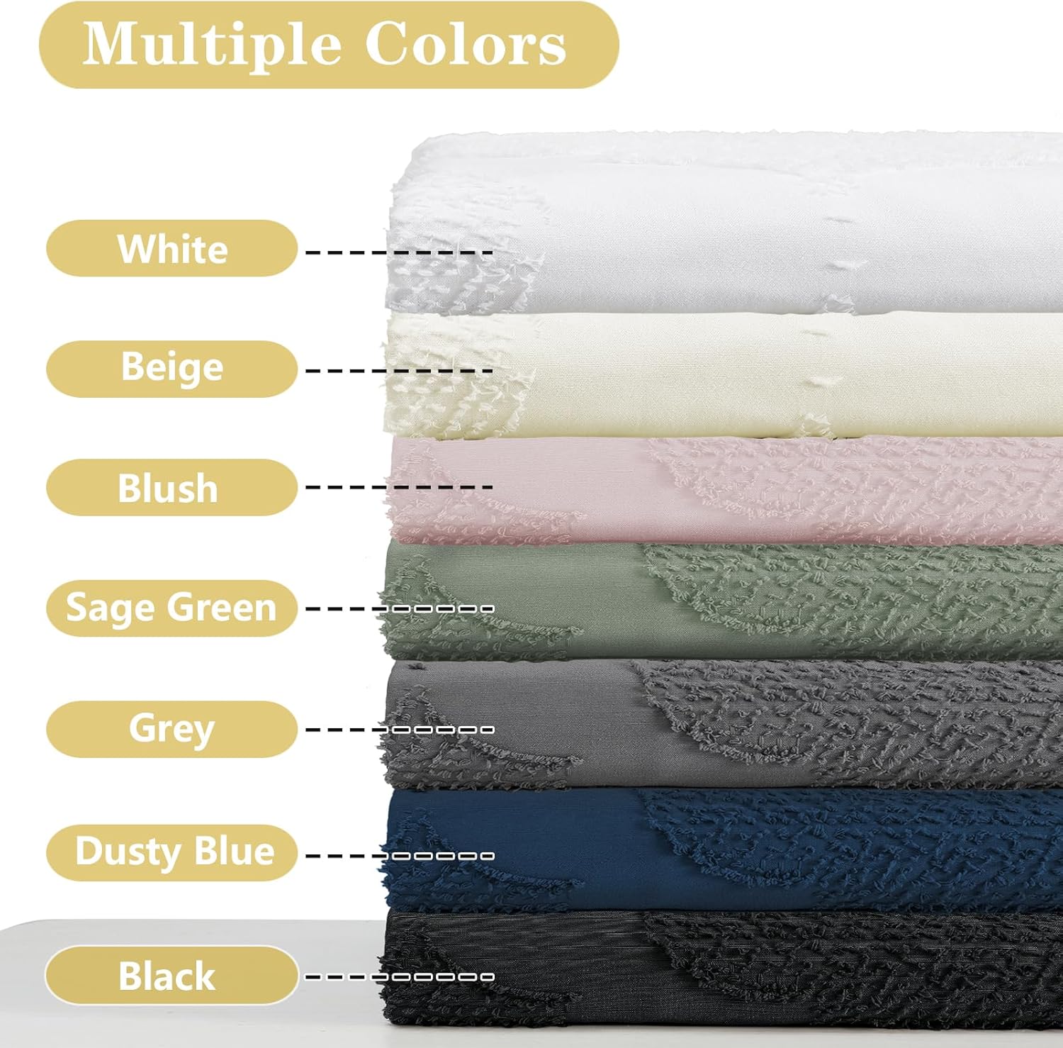 White Shower Curtain Set, Jacquard Geometric Textured Fabric Boho Shower Curtains for Bathroom, Soft Hotel Style Farmhouse Shower Curtain Grommet Top 12 Hooks, Machine Washable, 72x72, White