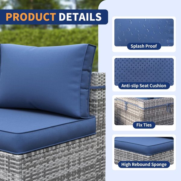 Patio Furniture Set, 7 Pieces Outdoor Patio Furniture with Dining Table&Chair, All Weather Wicker Conversation Set with Ottoman,Grey (Include Sofa Dust Cover)